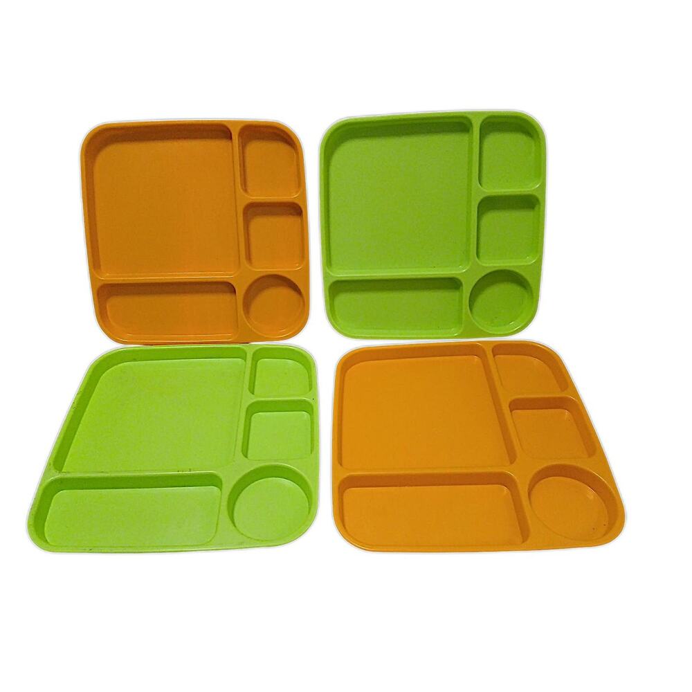 4pc Nordic Ware Party Food Trays Orange & Green Child Senior TV Picnic Microwave